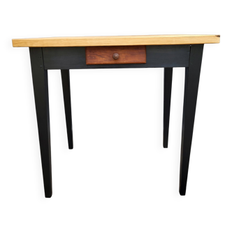 Petit bureau table d'appoint bicolore miel et noir