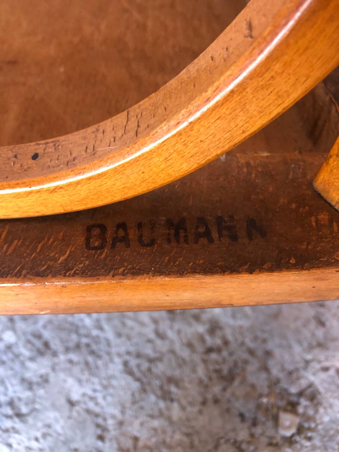 Old vintage baumann light wood bistro chair #a566