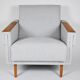 Fauteuil moderne du milieu du siècle, restauré, 1960, tissu gris clair