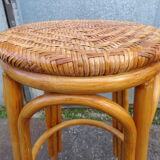 High bar stool in woven rattan