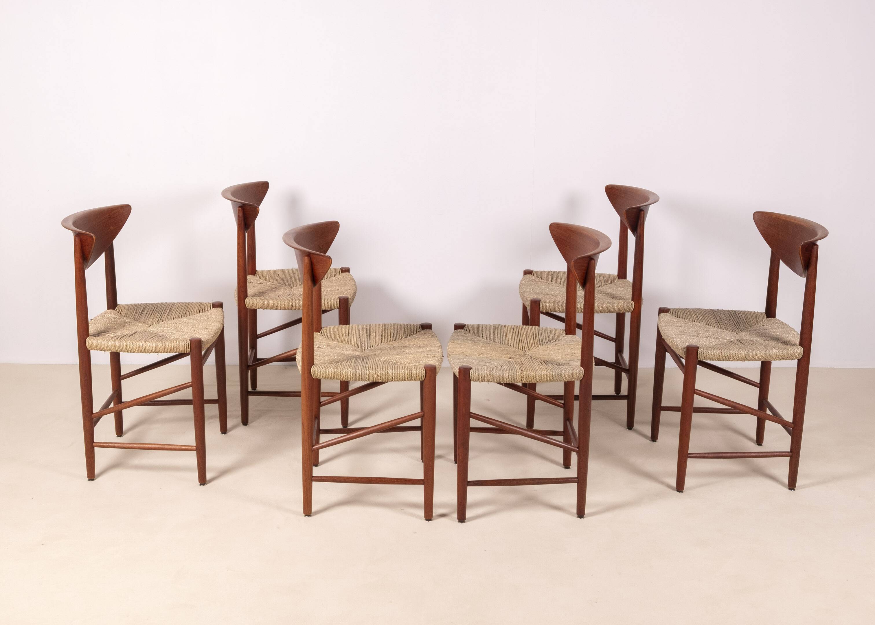 6x Peter Hvidt & Orla Mølgaard-Nielsen dining chair Model 316 in teak