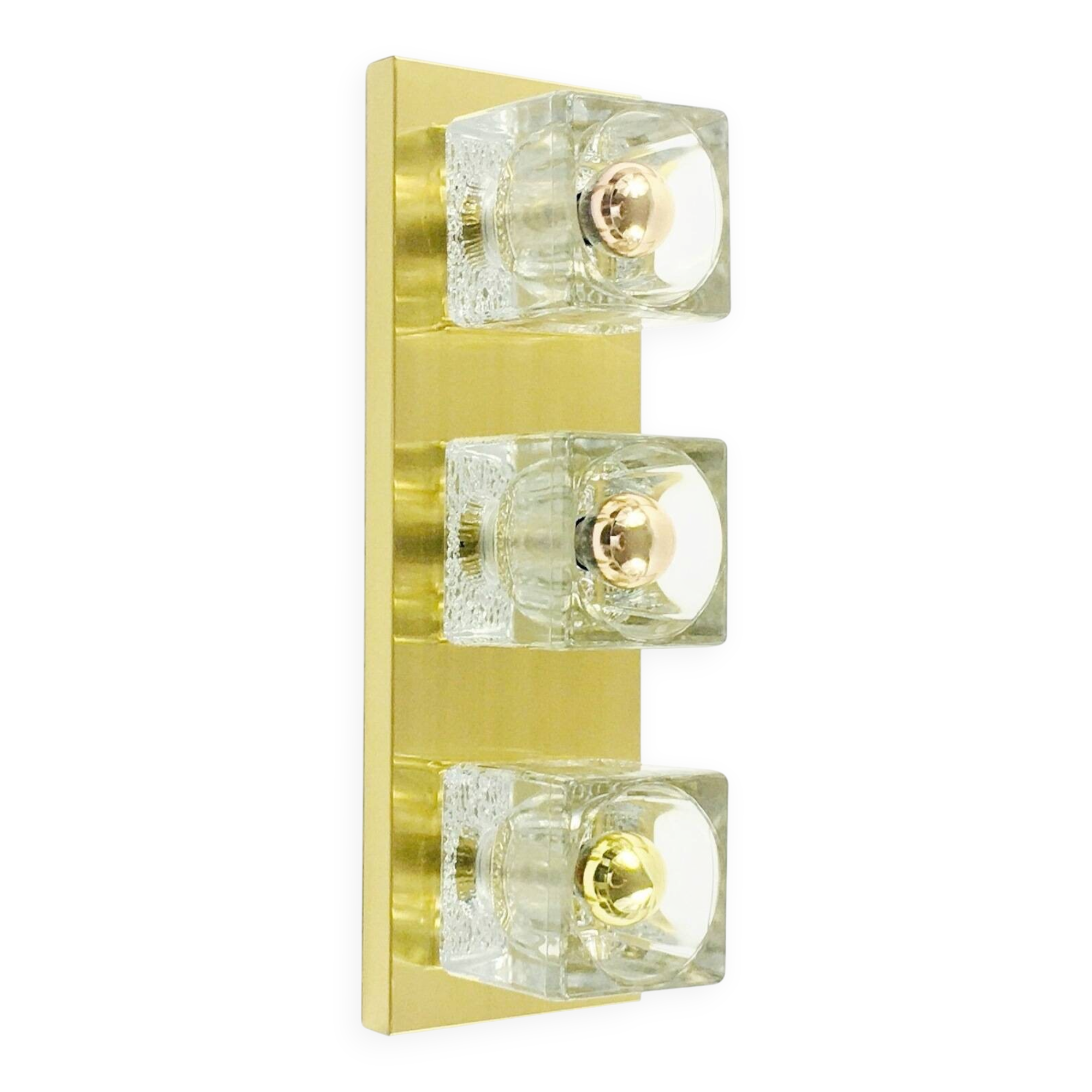 Large Crystal Glass & Brass Wall Lights - Peill & Putzler, Germany, 1970s