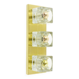 Large Crystal Glass & Brass Wall Lights - Peill & Putzler, Germany, 1970s