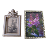 Set of 2 frames photo a decoration angel cherub and rhinestones shiny glass
