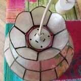 Hand-painted mother-of-pearl pendant light