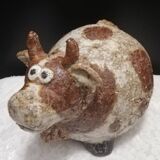 Vache en grès craquelé