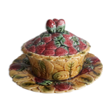 Jam maker, compotier, pot, candy slurry Sarreguemines strawberries