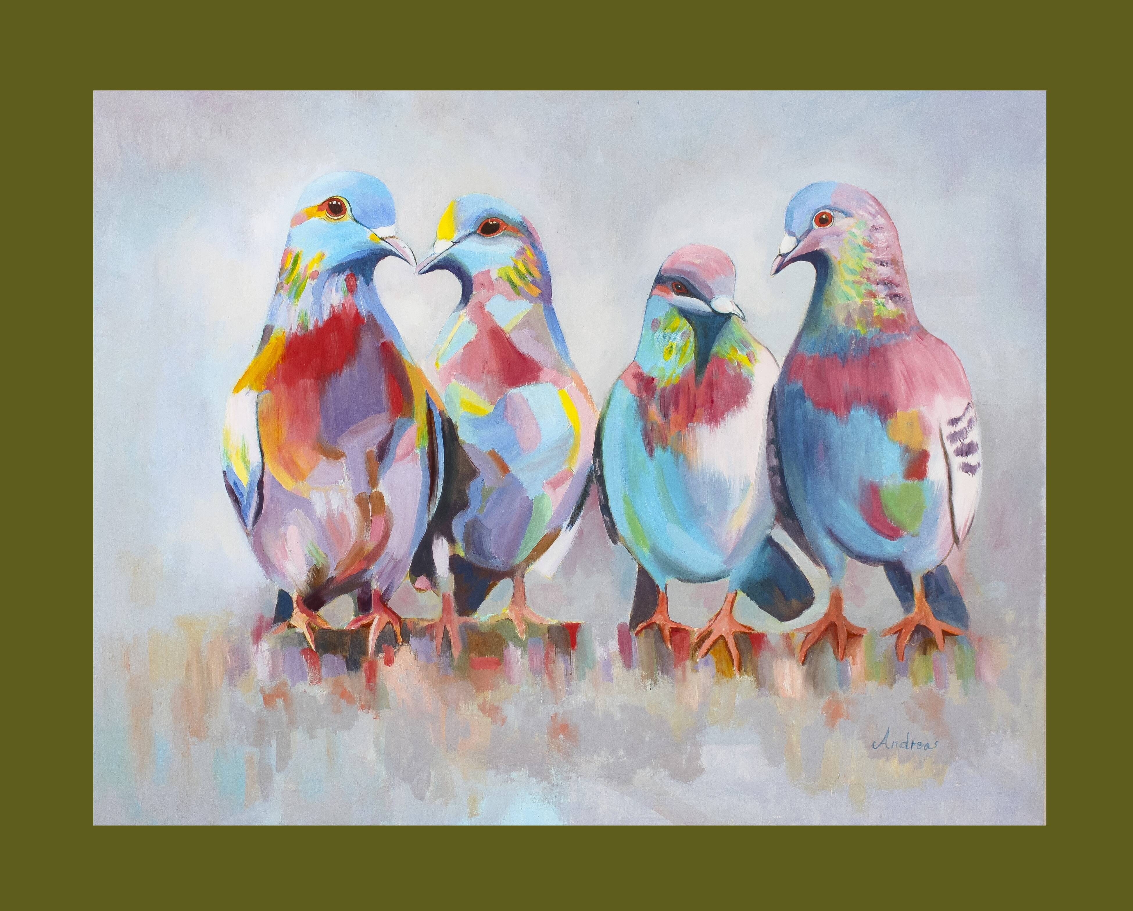 Painting of doves. Picture of doves. Doves in oil.