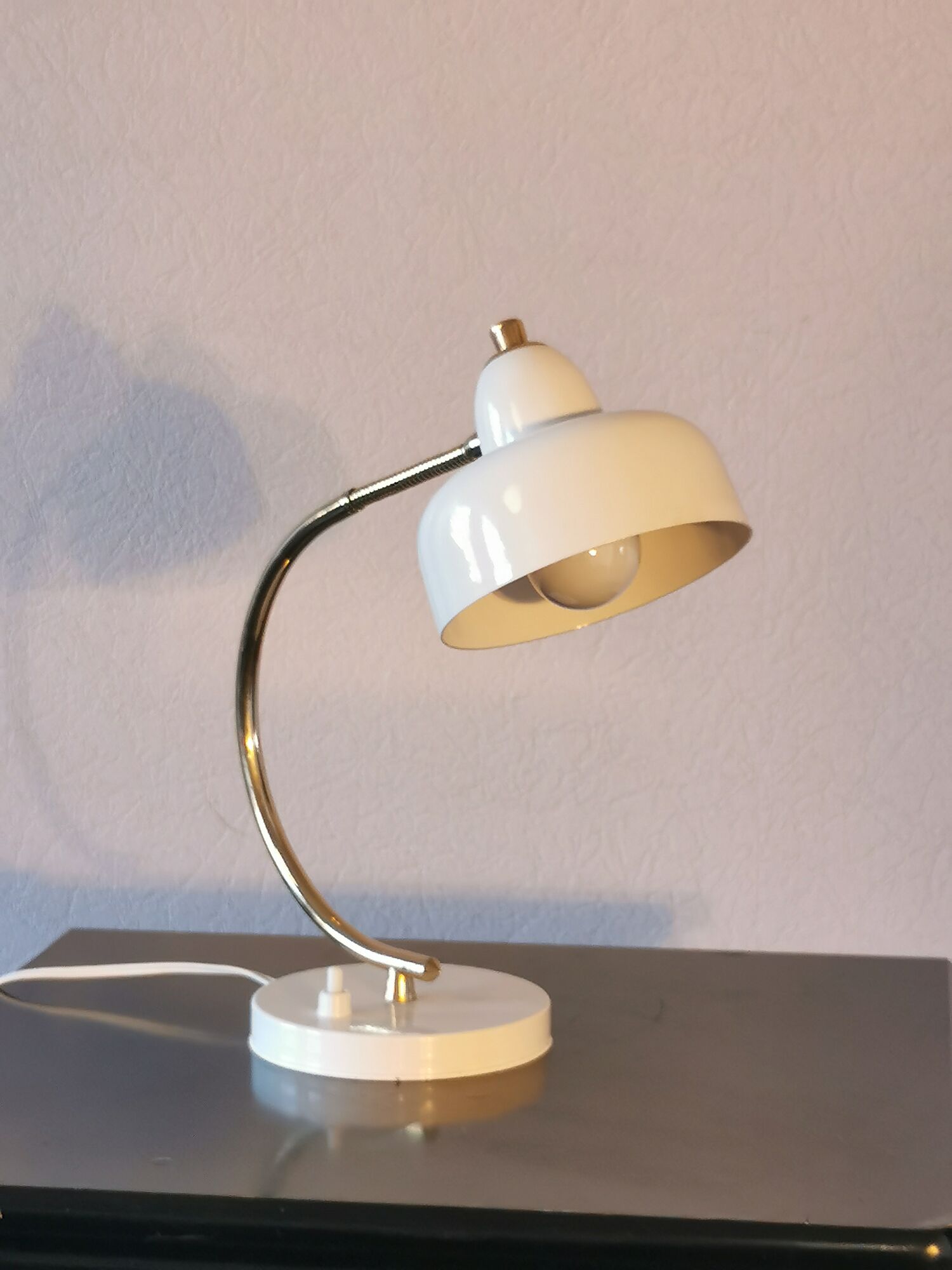 Curved lamp, brass and lacquered steel, 1960, France
