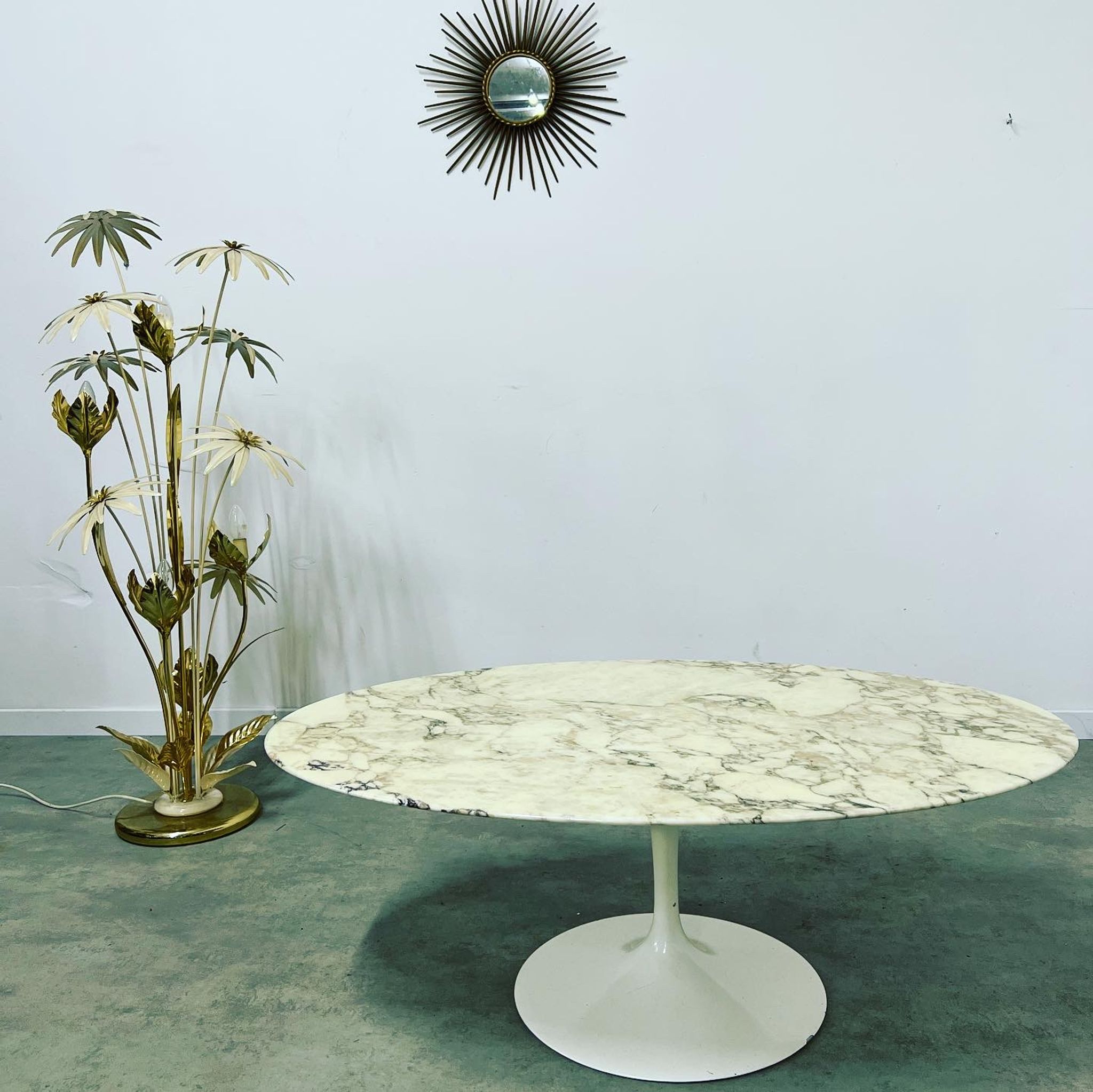 Floor lamp flower metal Design Hans Kögl Scandinavian vintage 5 burners