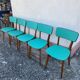 Chaises en skaï pied compas vintage bleu vert