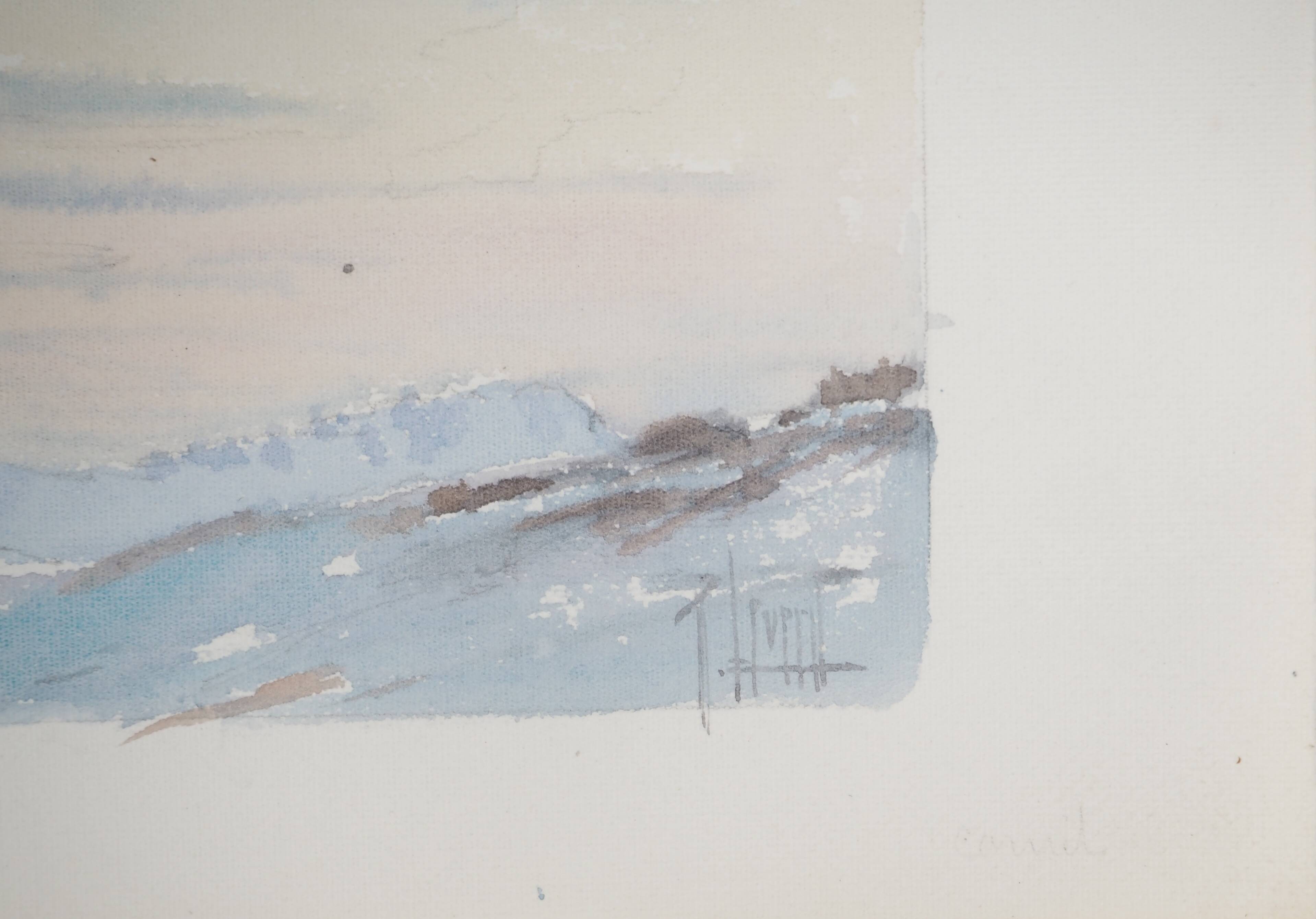 René leverd: switzerland, twilight and dawn, original signed watercolor