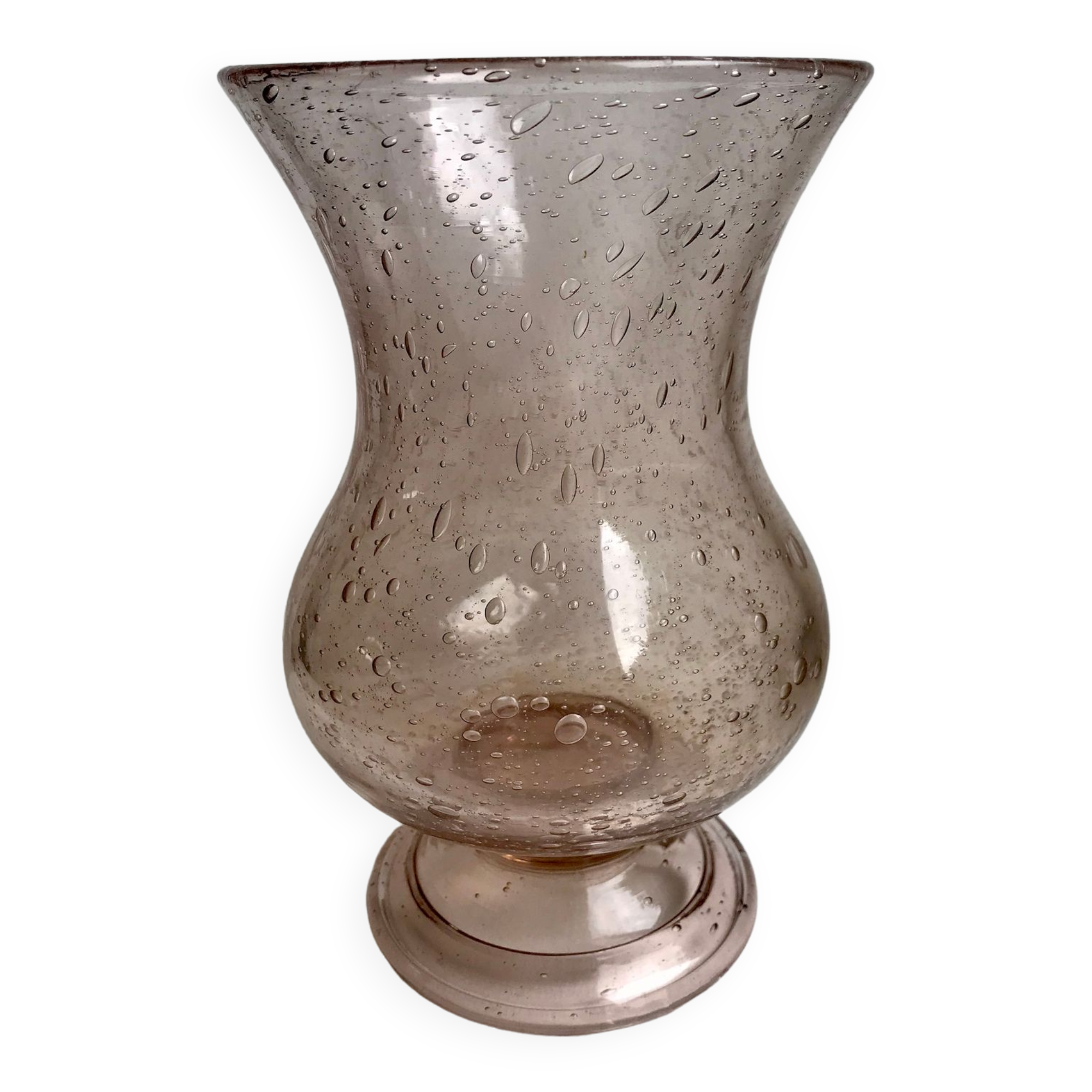 Bubbled glass vase from biot rose 60s-70s