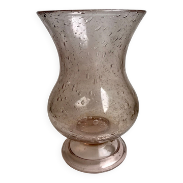 Bubbled glass vase from biot rose 60s-70s
