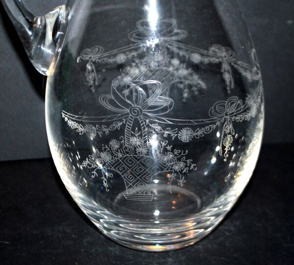 Pichet carafe ancien panier ruban Louis XVI gravure acide pantogravure