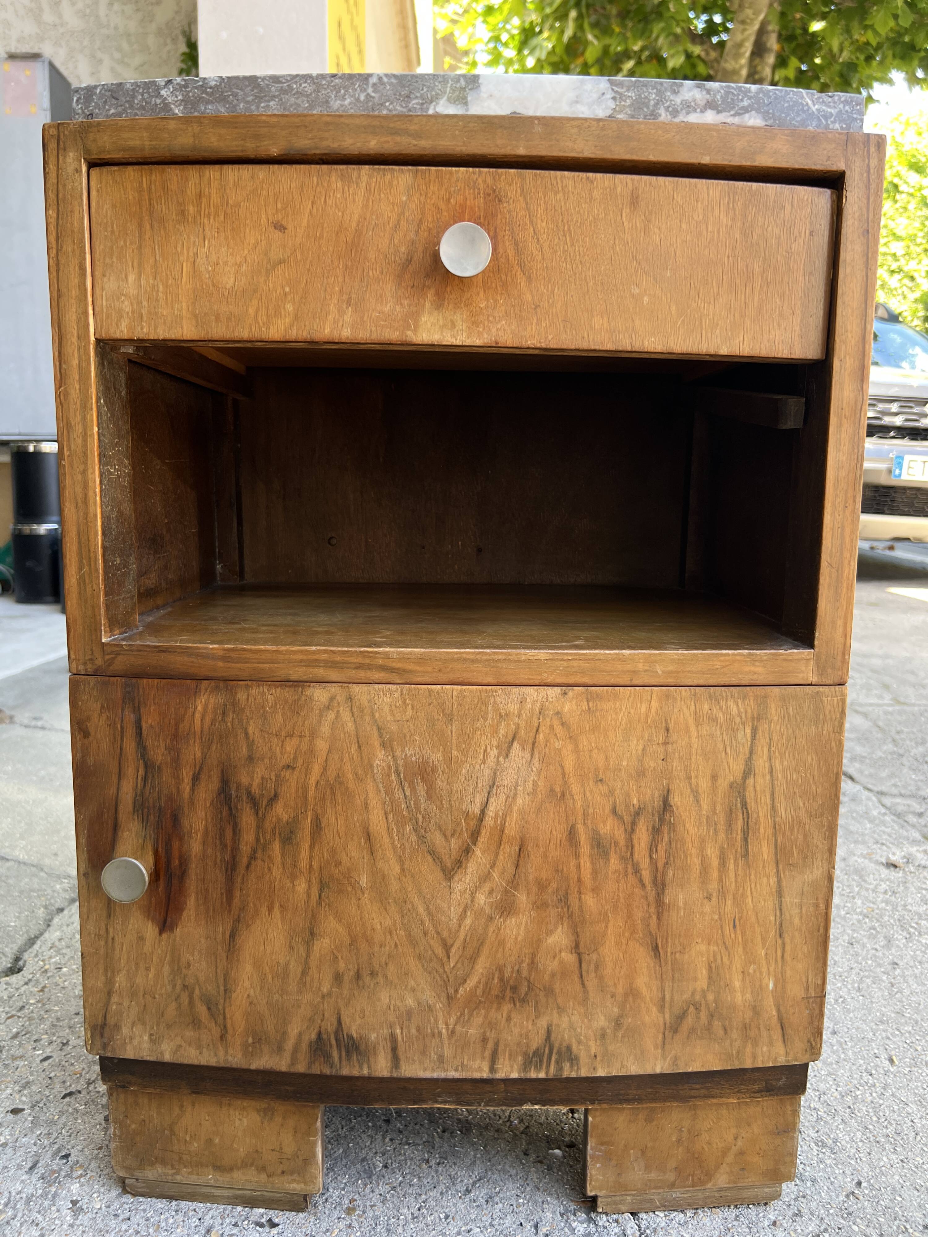 Bedside table with art deco marble