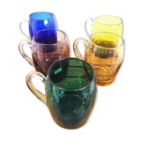 Series of 5 glasses, glass mugs from Murano Italy design 60s - 70s