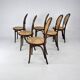 Set of 6 Zpm Radomsko Bentwood and Cane Dining Chairs, 1970s