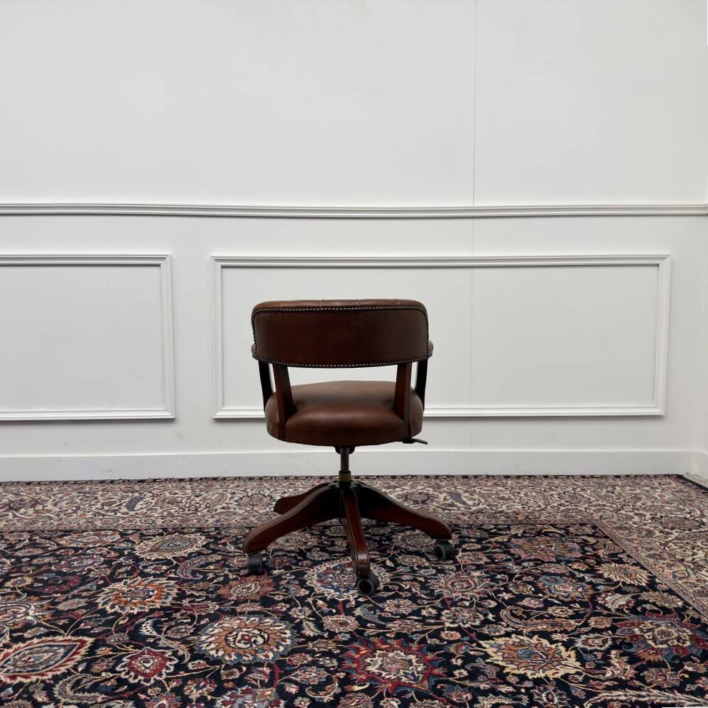 Chaise de bureau Chesterfield Wade en cuir marron