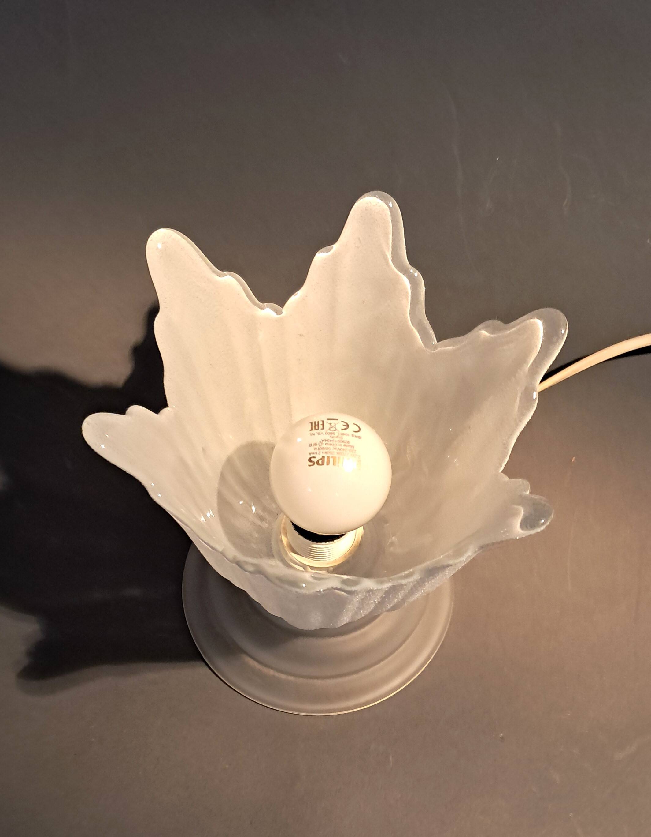 Art Deco style 1960s bedside lamp in molded and granite glass.