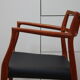 Vintage armchair in teak and black leather - Model 64 - Möller - Denmark '60's