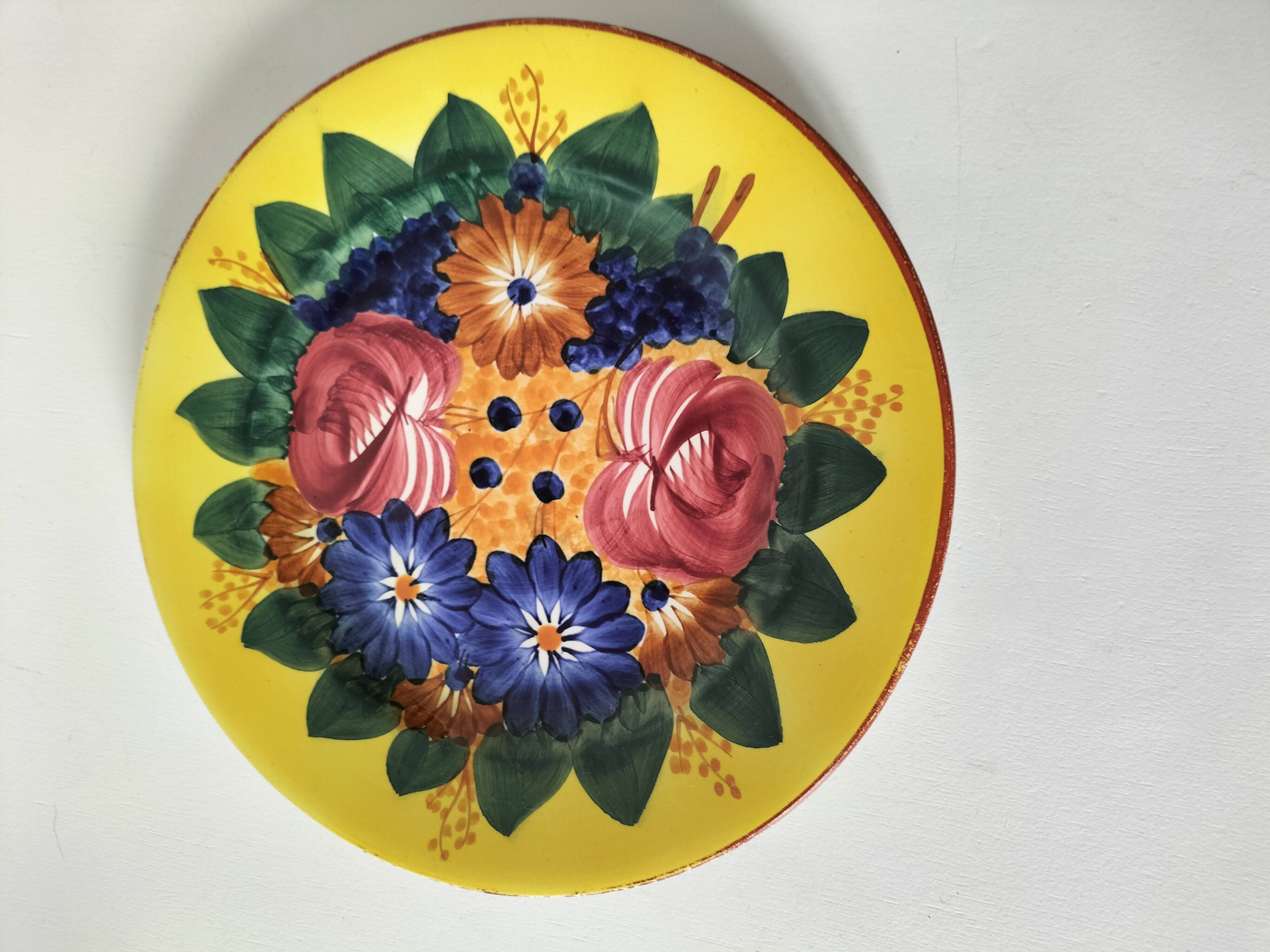 Set of four floral plates Longwy Toledo Talavera Sarreguemines LB