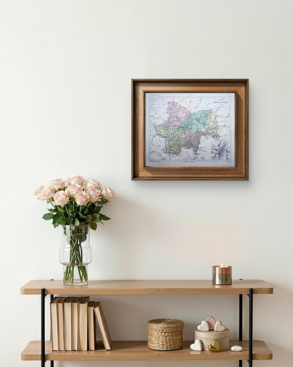 Saône-et-Loire, old map, printed in 1883.