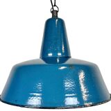 Industrial blue enamel factory pendant lamp, 1960s