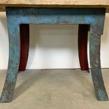 Table à manger industrielle bleue, années 1960