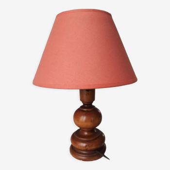 Turned wooden table lamp