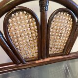 Half moon rattan bedside table