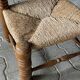 Rustic oak and straw chair, France 1940s