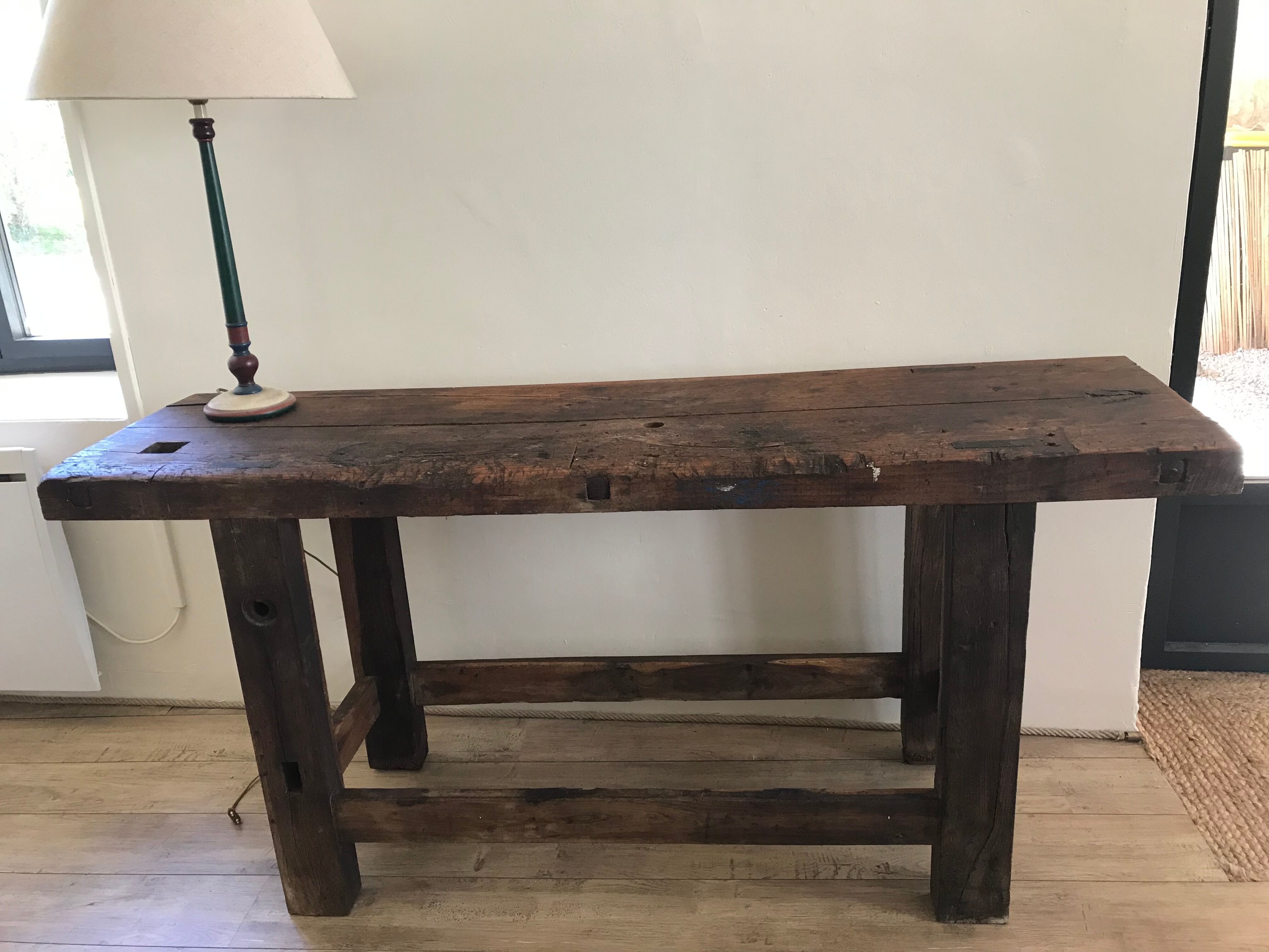 Old solid oak workbench