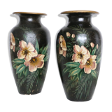 Pair of ceramic vases, hand painted