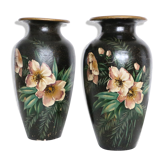 Pair of ceramic vases, hand painted