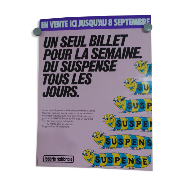 Affiche originale loterie nationale suspense bandeau violet — Beyit