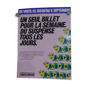 Affiche originale loterie nationale suspense bandeau violet