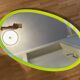 1970's oval wall mirror Schönbruch neon yellow