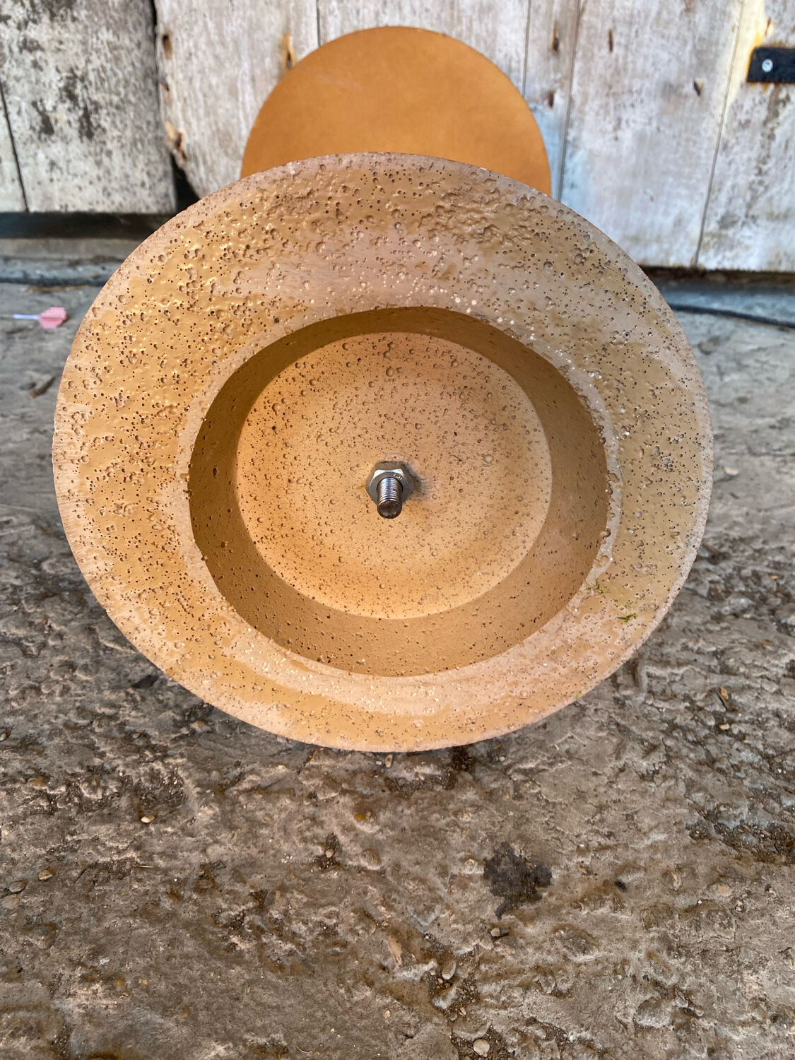 Antique Turned Wood Side Table + Stone Base Vintage Plant Stand