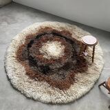Round vintage wool rug