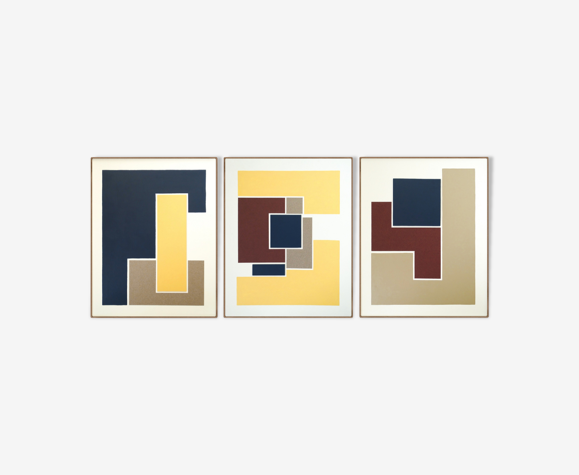 Triptyque Bleu jaune terre n°1