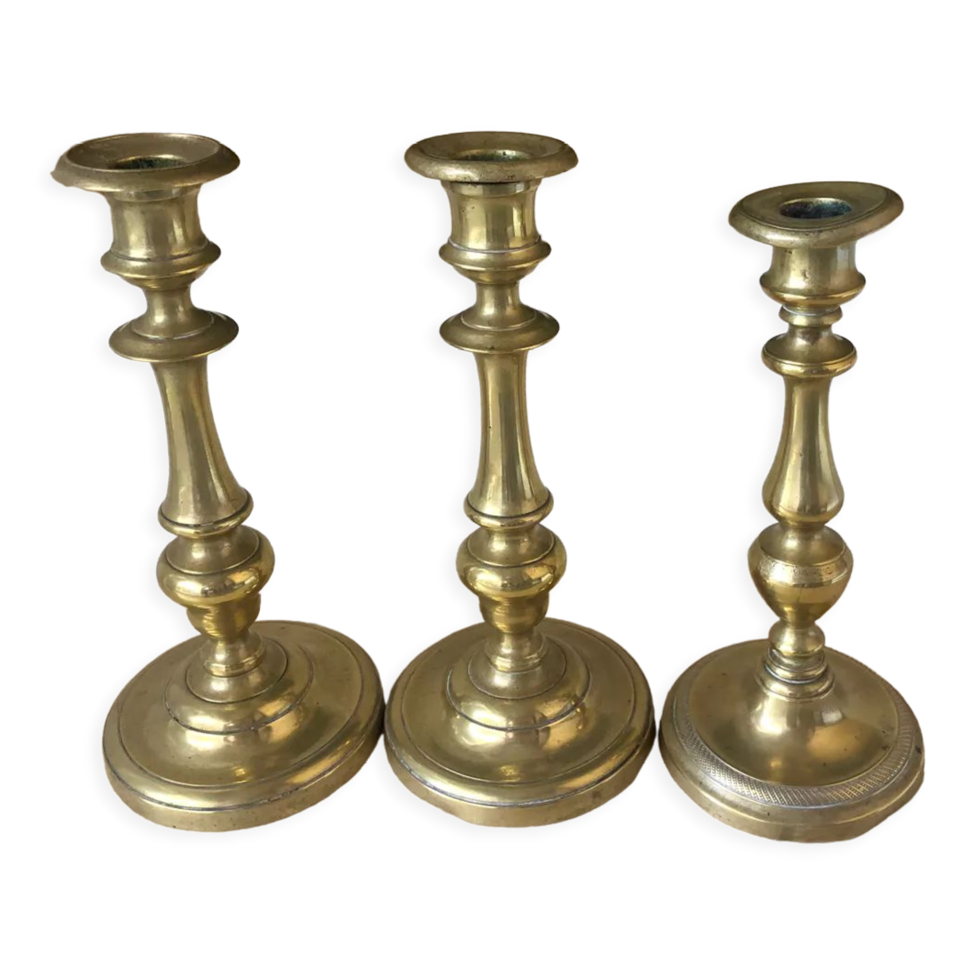 Lot 3 chandeliers cuivre jaune