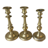 Set of 3 yellow copper candlesticks