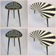 4 x side table retro, kidney shaped L, triangular high, black/white