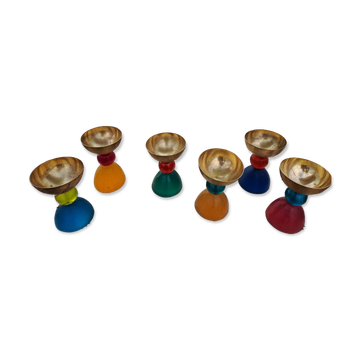 6 resin and gilded metal cups, Migeon and Migeon