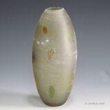 Glass vase 'A Scavo' by Gino Cenedese with autumn leaves