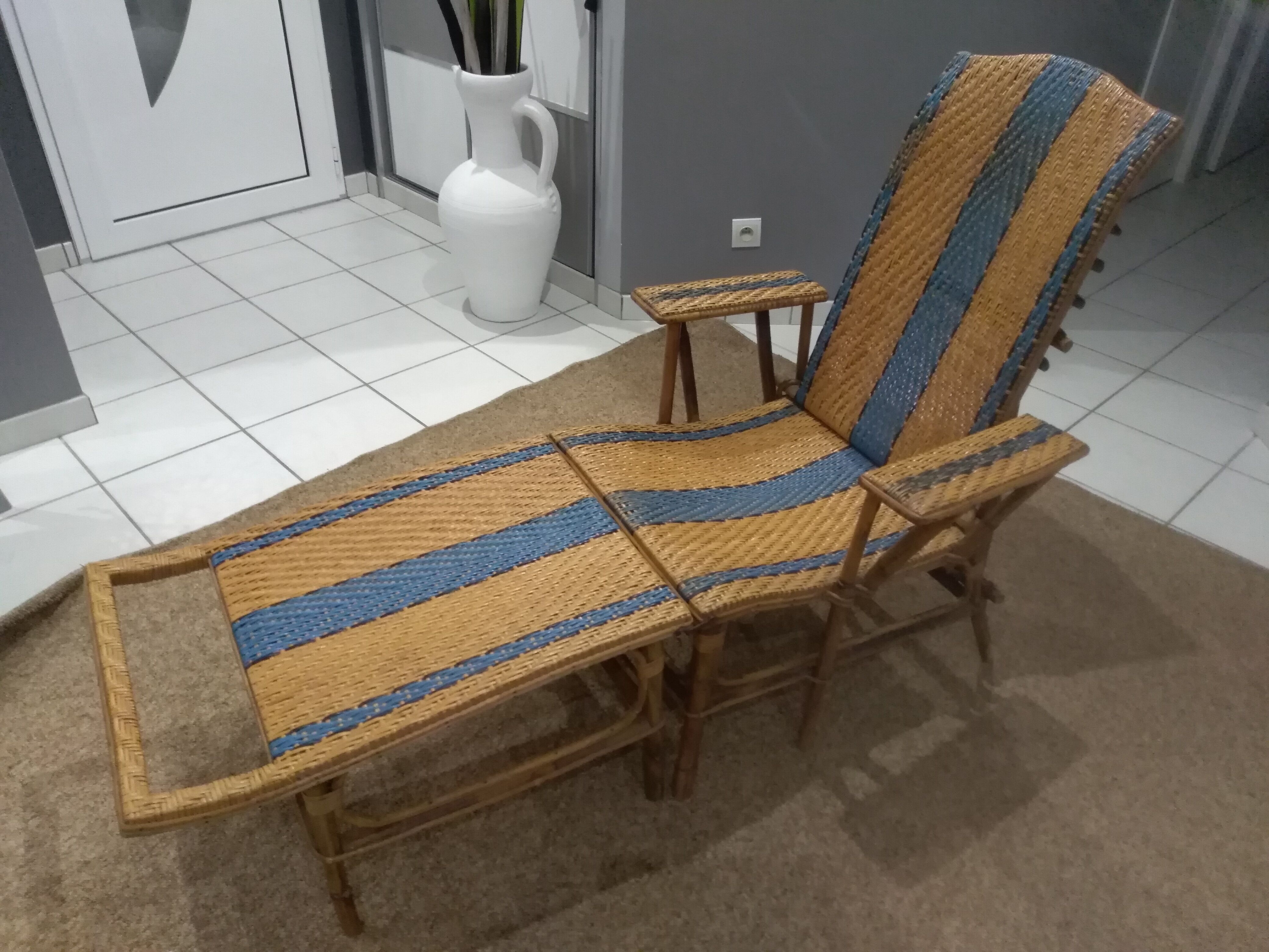 Old rattan and bamboo lounge chair in 1920