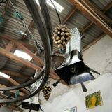 Large and large chandelier in wrought iron and glass circa 1980/90