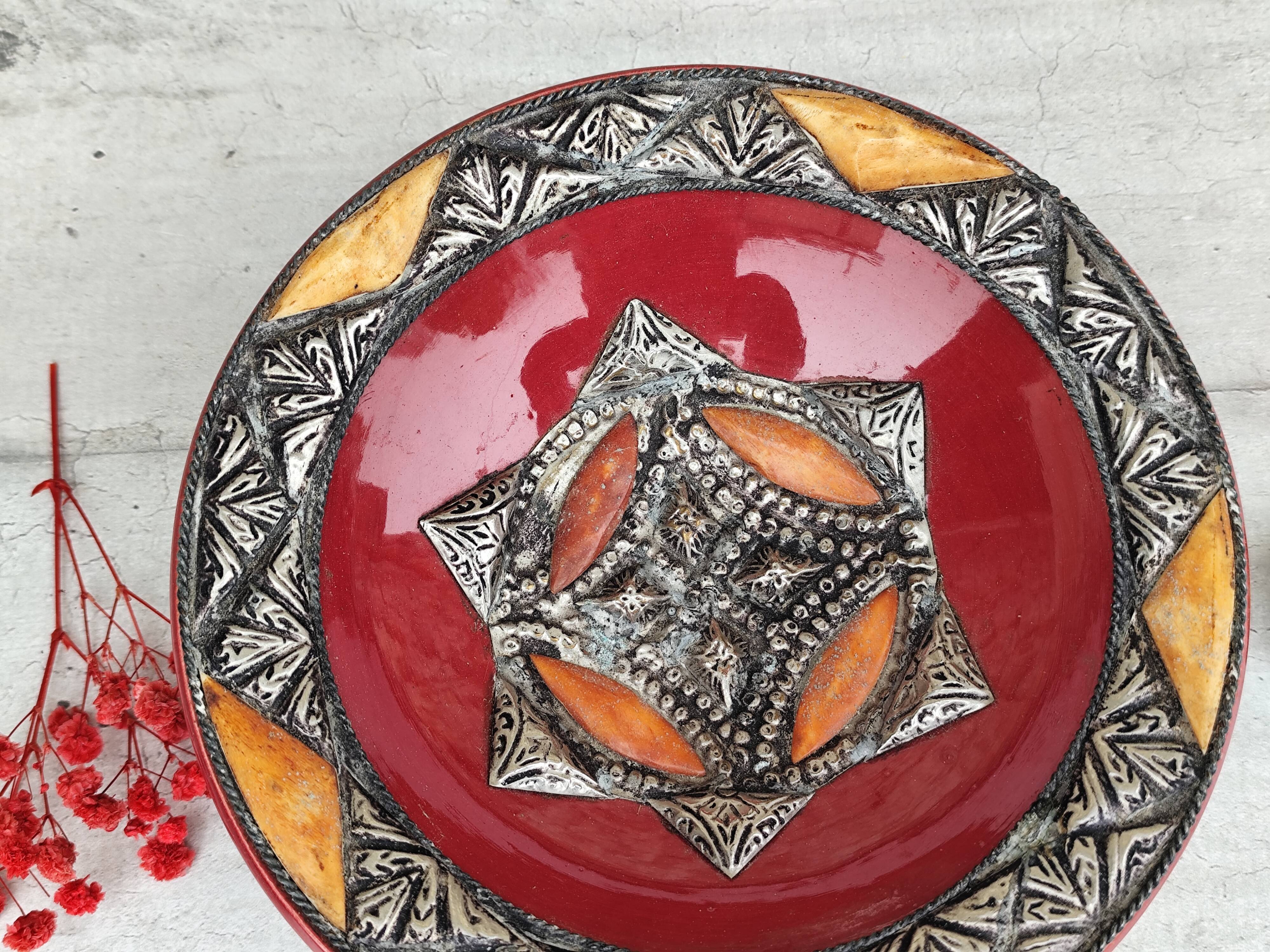 Vintage Moroccan ceramic and stone dish