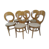 Suite of 6 chairs Bistrot Baumann Model Seagull 1987